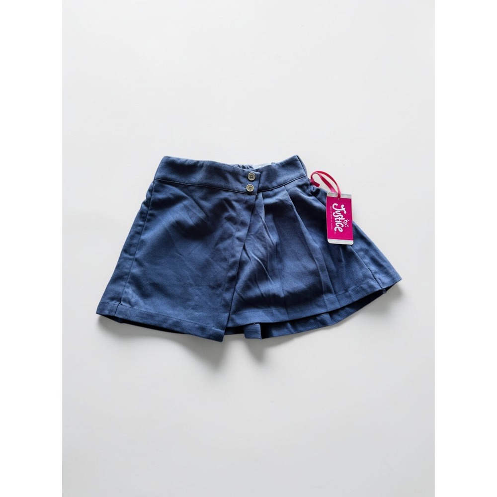 Justice Girls Navy Blue Pleated Skort Built-in Shorts School Uniform Size S 7/8